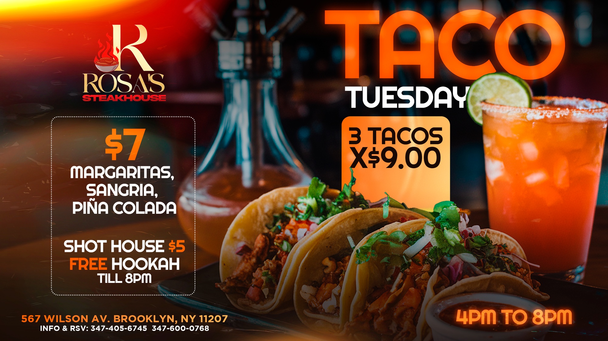 Enjoy 3 Tacos or 3 Tacos & Cocktail – Tuesdays Only