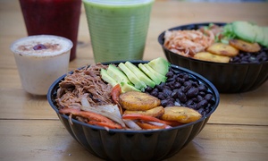 Bowl + jugo + postre para uno, dos o cuatro con 40% off