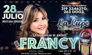 Entrada al concierto de Francy La voz popular de América desde $40.000