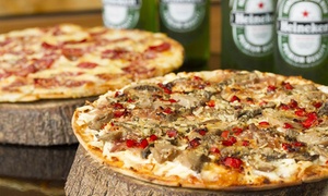 Entrada + pizza + bebidas para dos o cuatro con 40% off