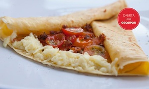 Crepe salado + crepe dulce + bebida para uno, dos o cuatro con 50% off