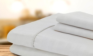 Juego de sábanas hoteleras efecto sateen con letín decorativo