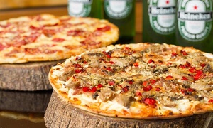 Entrada + pizza para compartir + bebidas para dos o cuatro 40% off