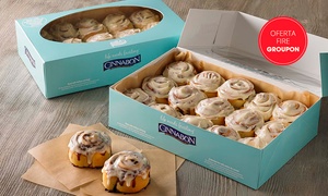 Caja de 20 bites de canela en Cinnabon con 40% off