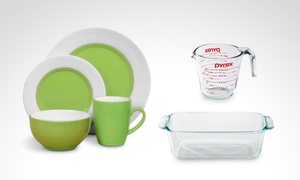 Vajilla Gibson + refractaria y vaso medidor Pyrex® con 28% off