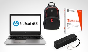 Laptop HP + mini power bank + Care Pack HP + Office 365 con 44% off