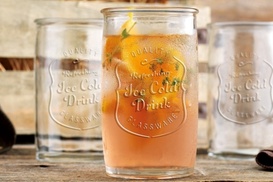 Set de 4 vasos mason de vidrio con 49% off
