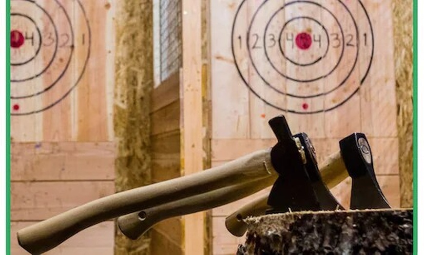 Image 2: $25 Towards One Hour Of Axe Throwing Or Golf Simulator For Group Of...