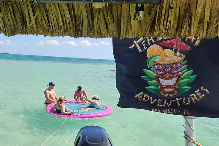 Key West Tiki Bar Boat to Popular Sand Bar with Turquoise Waters