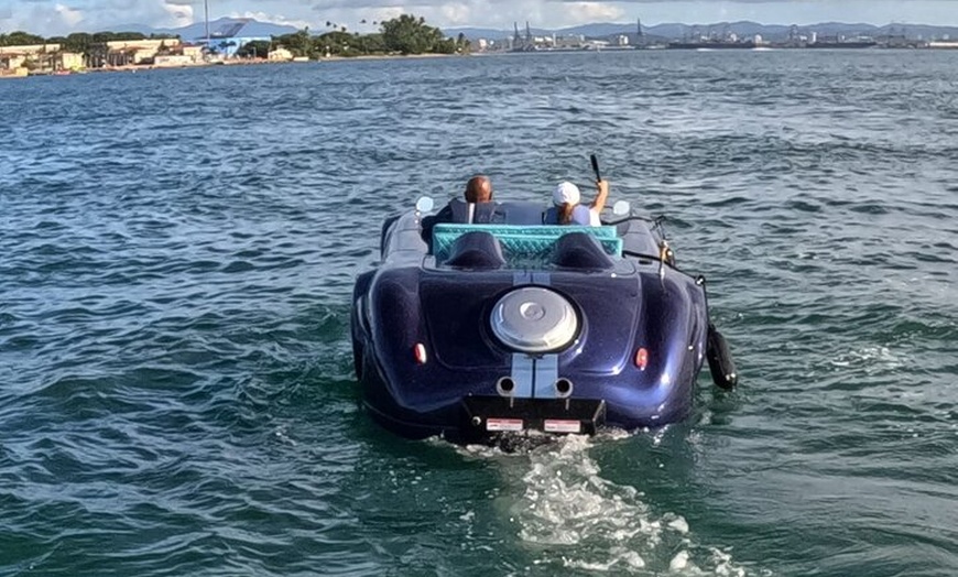Image 3: San Juan Watersports Car Rental Blue Mercedes Classic