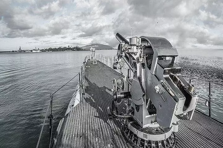 Battleships of WWII at Pearl Harbor from Kauai - Primary Image