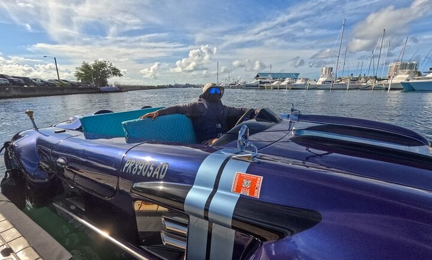 Image 4: San Juan Watersports Car Rental Blue Mercedes Classic