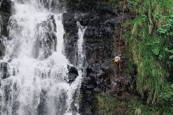 Waterfall Rappelling at Kulaniapia Falls: 120 Foot Drop, 15 Minutes...