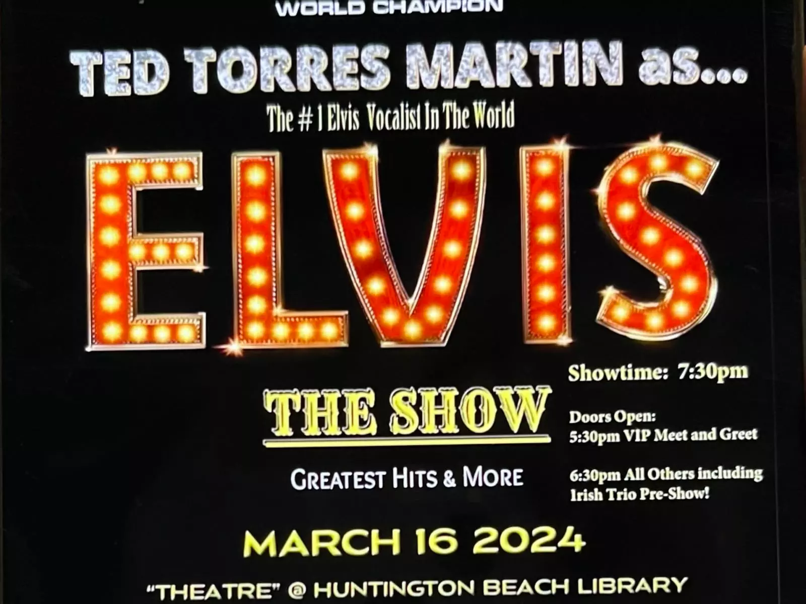 ELVIS. THE SHOW - Saturday, Mar 16, 2024 / 6:00pm - Primary Image