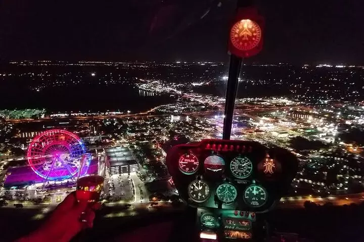 Private Helicopter 77 Miles Fireworks Tour over all Theme Parks