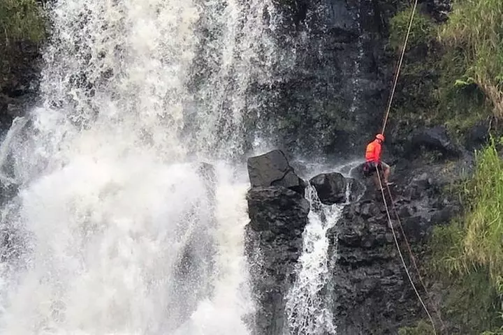 Waterfall Rappelling at Kulaniapia Falls: 120 Foot Drop, 15 Minutes...