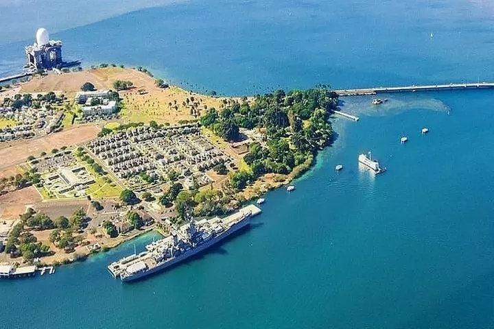 Battleships of WWII at Pearl Harbor from Waikiki