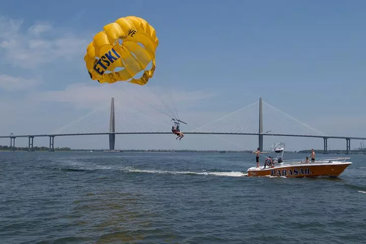 Parasailing Over Historic Charleston Harbor - Primary Image