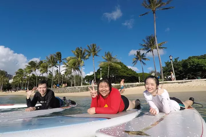 Exclusive Group Surfing Lesson with Waikiki Courtesy Shuttle
