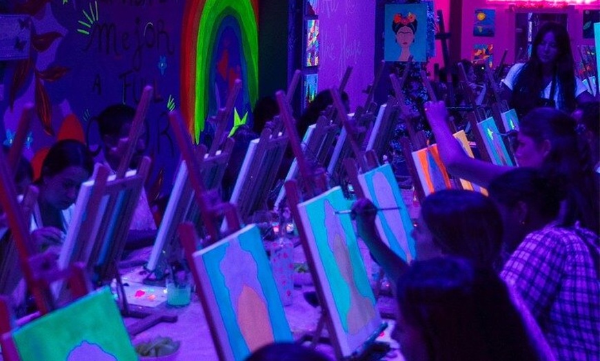 Image 12: Paint a neon fluorescent picture while drinking unlimited wine