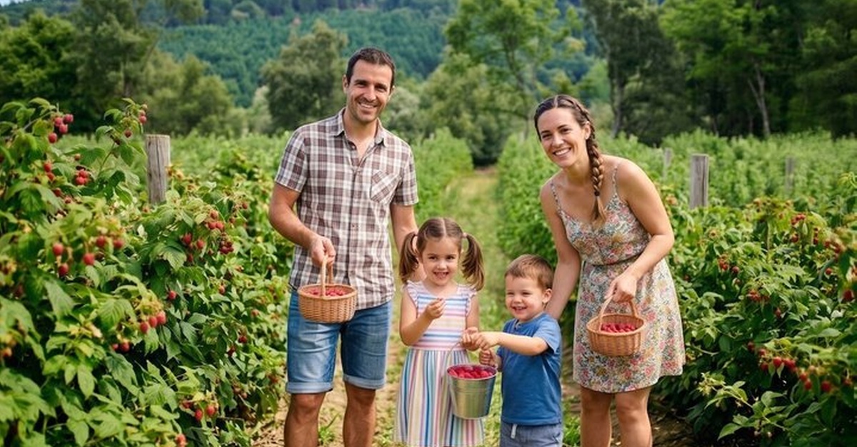 Recolección de frutos rojos en una finca de Valladolid