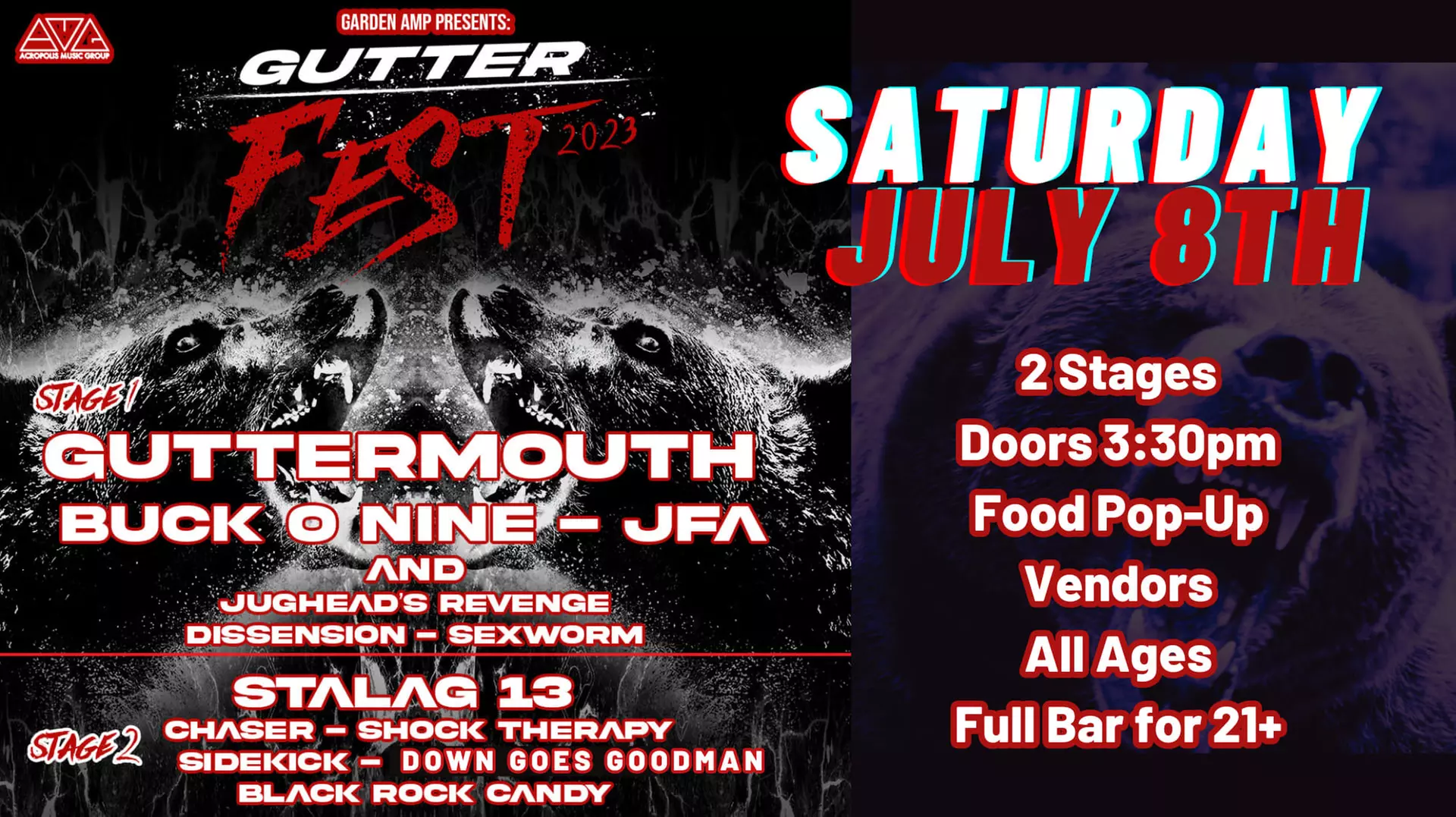 Gutterfest 2023 with Guttermouth, Buck O Nine, JFA, Stalag 13 and More - Saturday, Jul 8, 2023 / 3:30pm - Primary Image