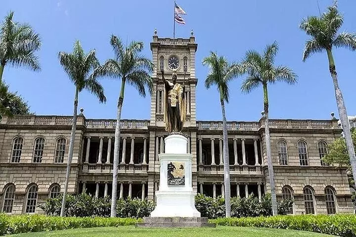 Battleships of WWII at Pearl Harbor from Waikiki