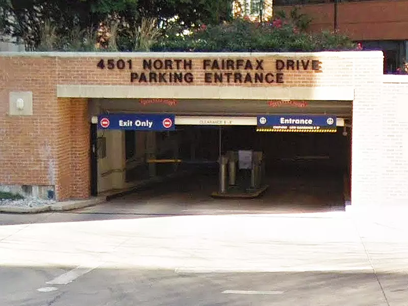 Parking at 4501 Fairfax Dr. Garage