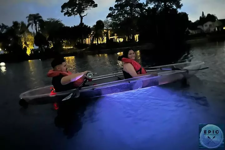 Date Night LED Glow Clear Kayak or Paddleboard & Champagne