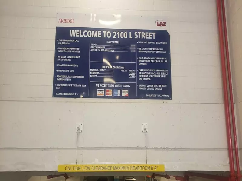 Parking at Alley Entrance - 2100 L St. NW. Garage