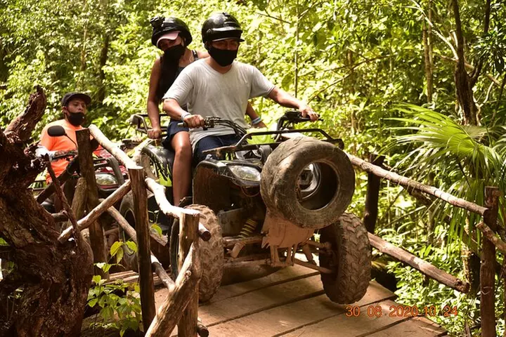 Combo 3X1 Jungle ATV Single, Ziplines & Cenote from Playa del Carme...
