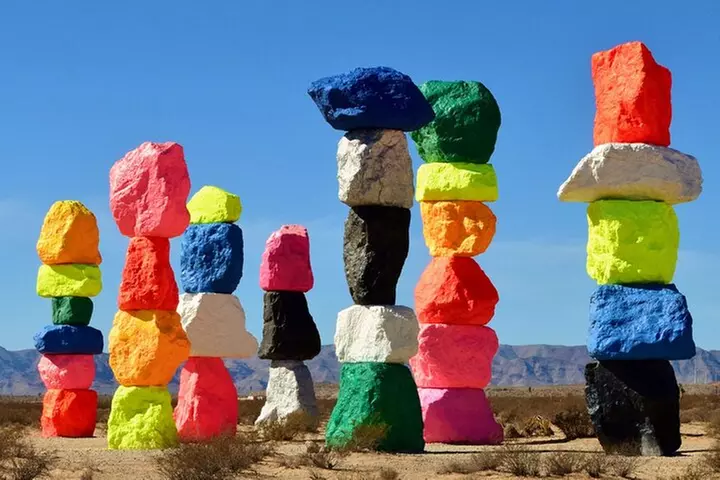 California Desert, Seven Magic Mountains and Las Vegas Sign