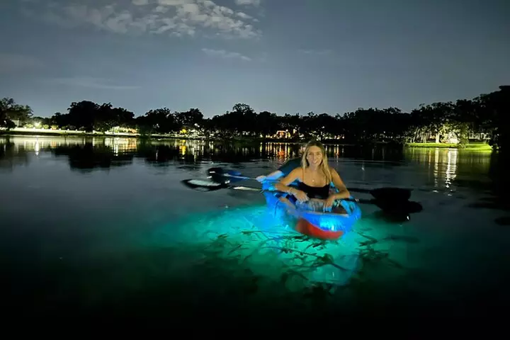 LED Glow in the Dark Clear Kayak or Clear Paddleboard in Paradise