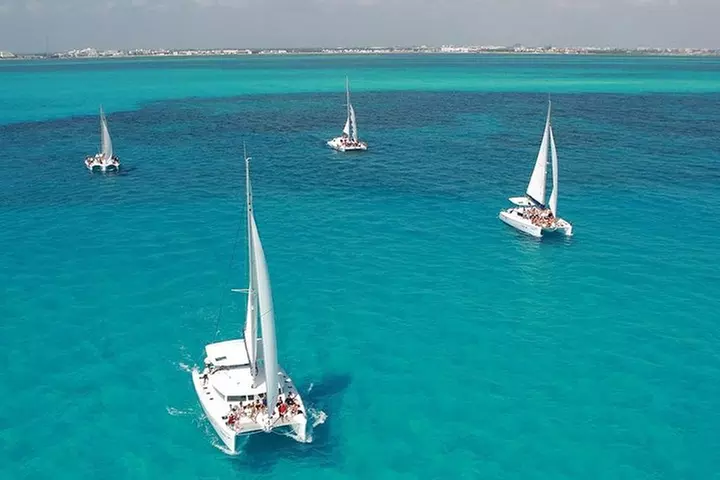 Catamaran adventure to Isla Mujeres with Snorkel,Buffet,Open Bar an...