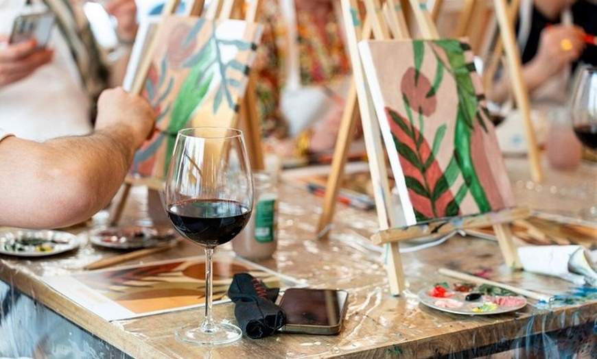 Image 2: Mystery Paint and Sip Night at a Trendy Wine Bar in Atlanta
