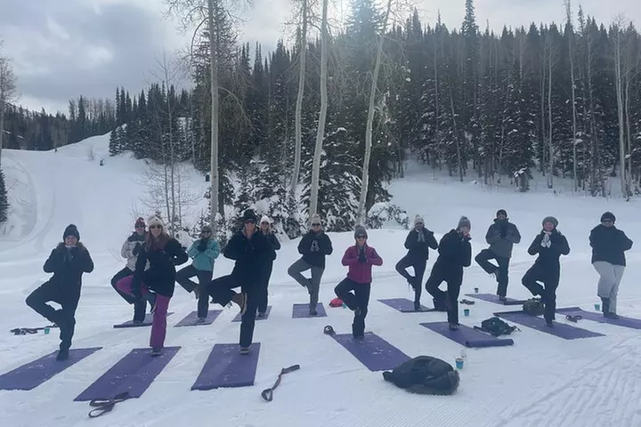 Snowshoe and Snowga (snow yoga) in Park City's Winter Wonderland
