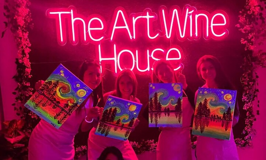 Image 2: Paint a neon fluorescent picture while drinking unlimited wine