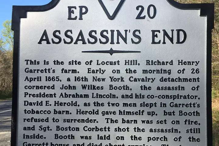 Private John Wilkes Booth Escape Tour in Washington DC by Luxury Car