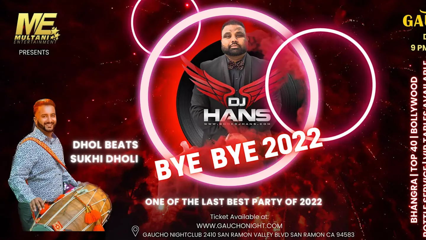 Biggest Bollywood Party of 2022 ft. DJ Hans & Dhol Beats - Friday, Dec 30, 2022 / 9:00pm - Primary Image