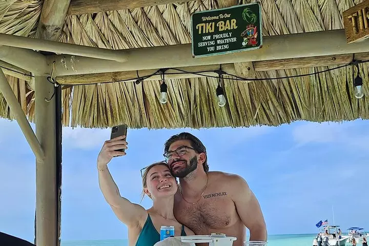 Key West Tiki Bar Boat to Popular Sand Bar with Turquoise Waters