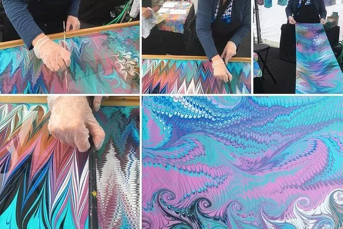 Paint a Water Marbled Silk Scarf - Primary Image