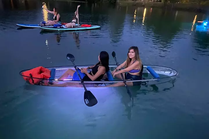 Date Night LED Glow Clear Kayak or Paddleboard & Champagne