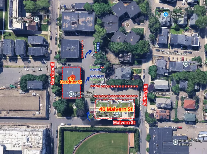 Parking at 90 Gardner St. - Lot