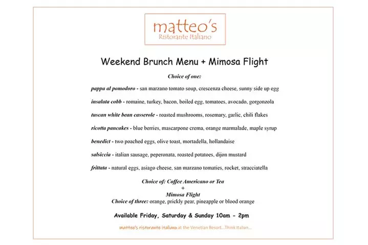 Weekend Brunch at Matteo's Ristorante Italiano - Primary Image
