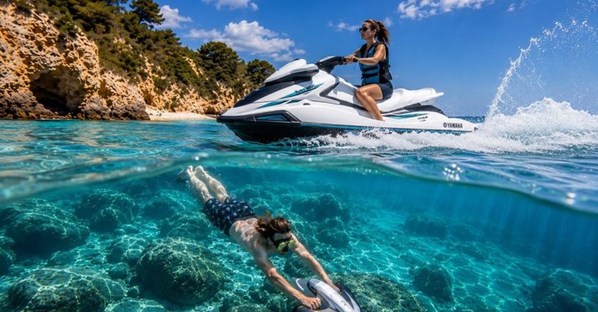 Actividad de moto acuática y scooter submarino en Palma de Mallorca