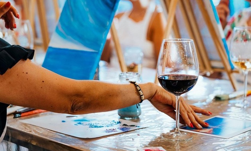 Image 7: Mystery Paint and Sip Night at a Trendy Wine Bar in Atlanta