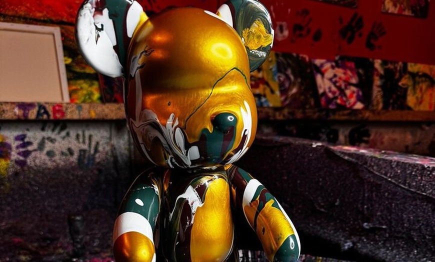 Image 2: Atlanta Art Fun: Create a Pour Bear & Canvas Combo