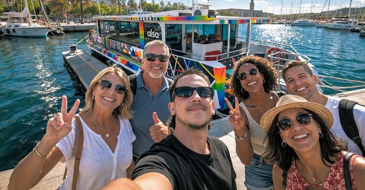 Paseo en barco por el puerto y la playa de Barcelona