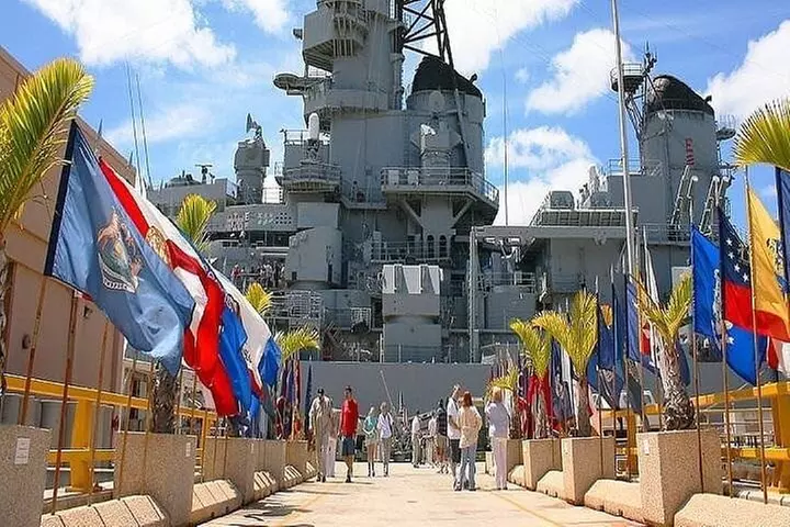 Battleships of WWII at Pearl Harbor from Waikiki