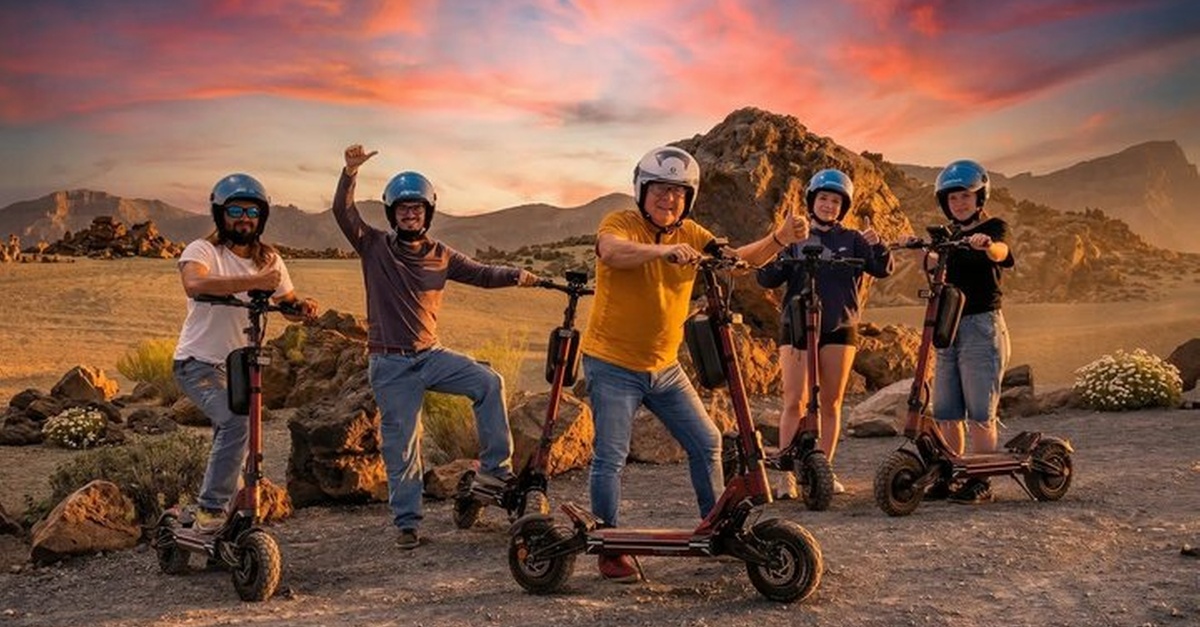 Tour en patinete eléctrico todoterreno al atardecer en Tenerife